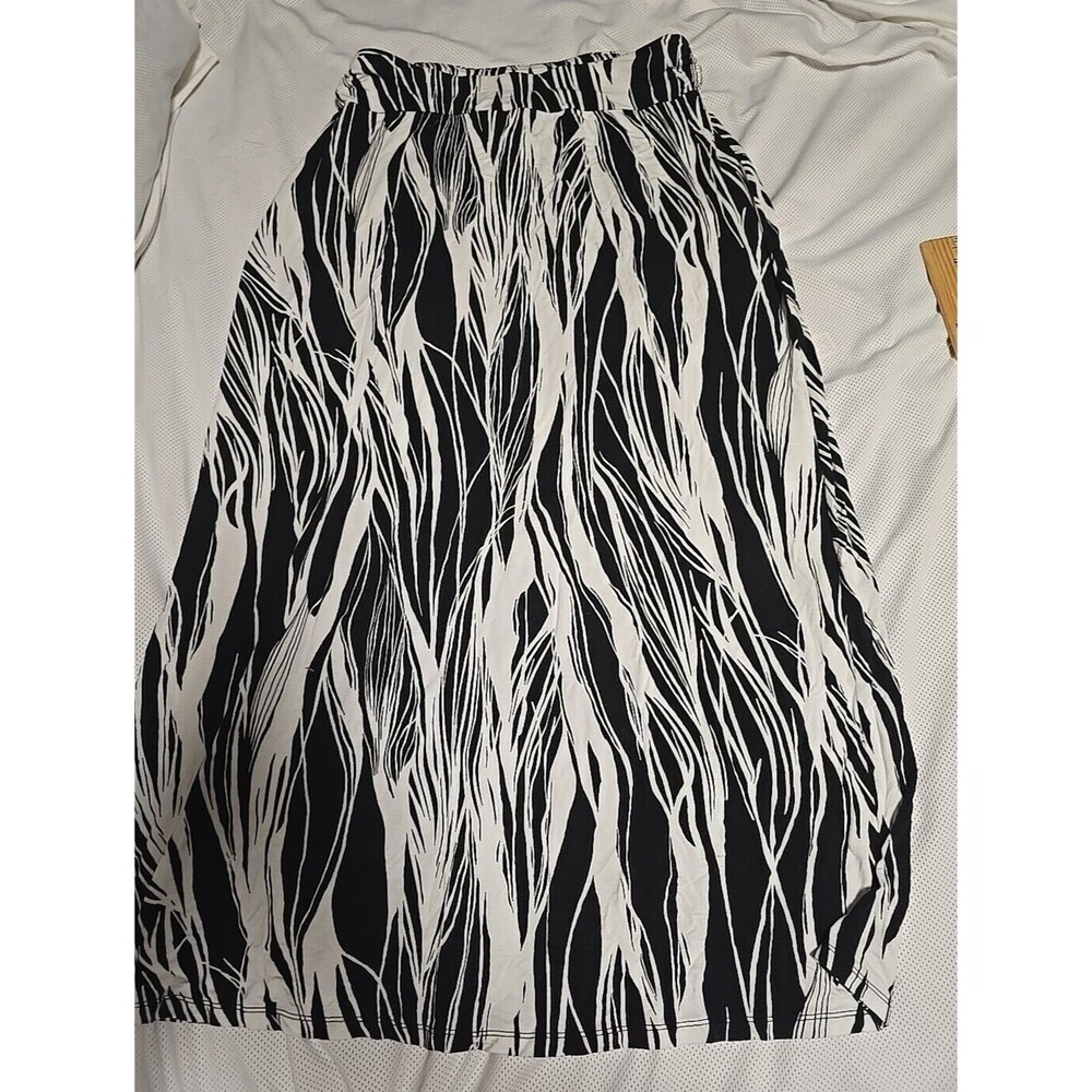 Liz Claiborne Liz & Co Womens LARGE Rayon Skirt Zebra Print A-Line USA Stretch